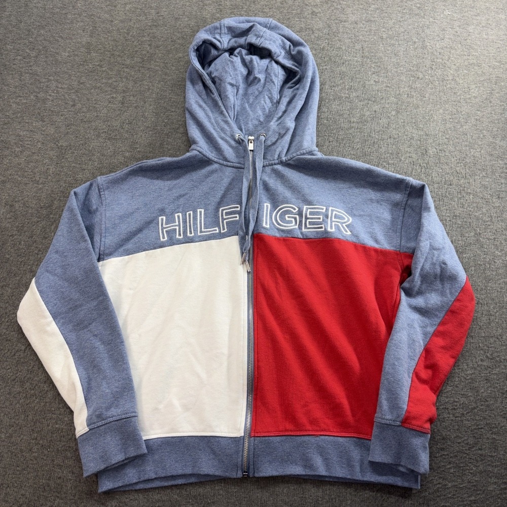Tommy Hilfiger Women's Colorblocked Zip-Up Terry‎ Hoodie Medium